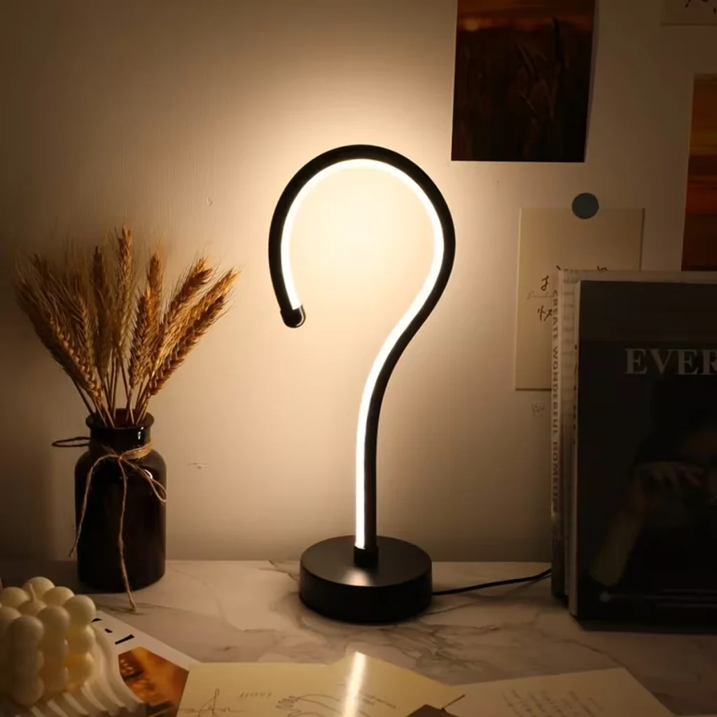 Question Mark LED Table Lamp, single lamp, cool white light