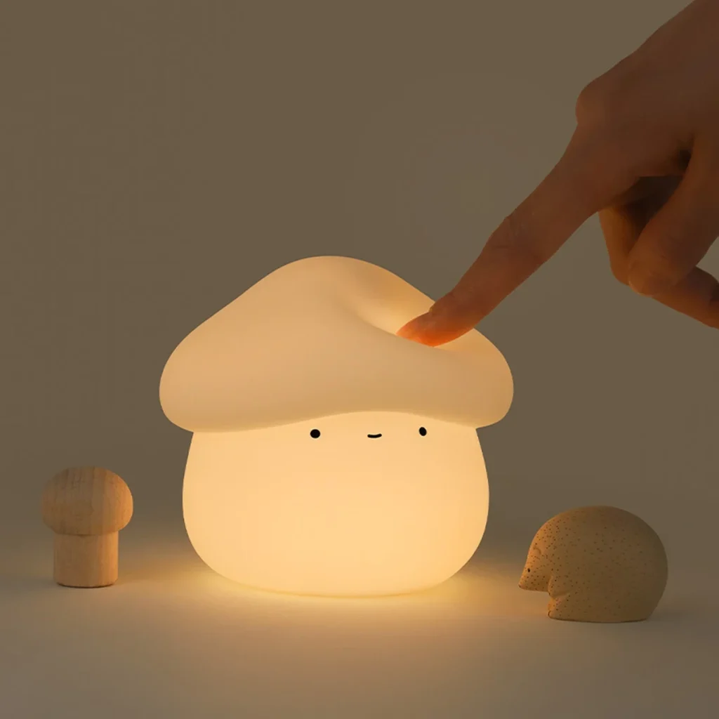 Silicone Touch Mushroom Lamp, soft warm glow (photo 4)