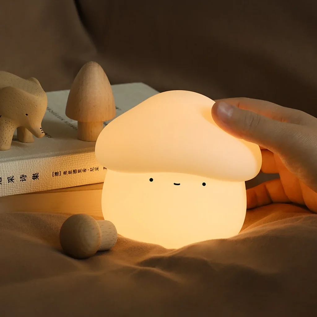 Silicone Touch Mushroom Lamp, soft warm glow (photo 5)